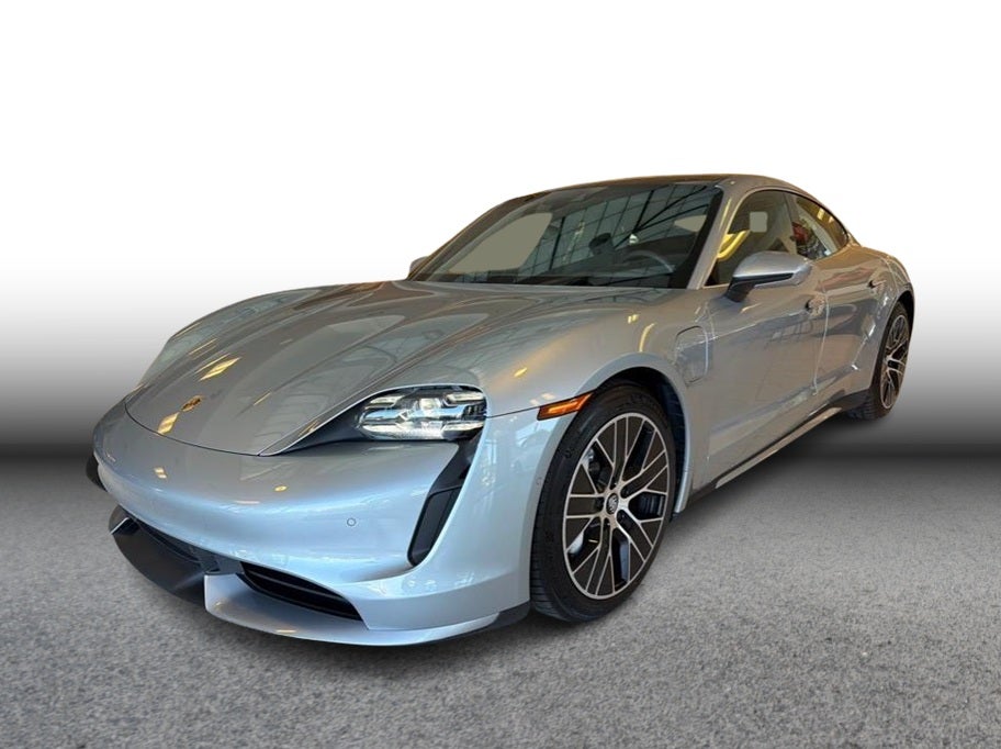 2020 Porsche Taycan Turbo Sedan 4D in Silver — front three-quarter view