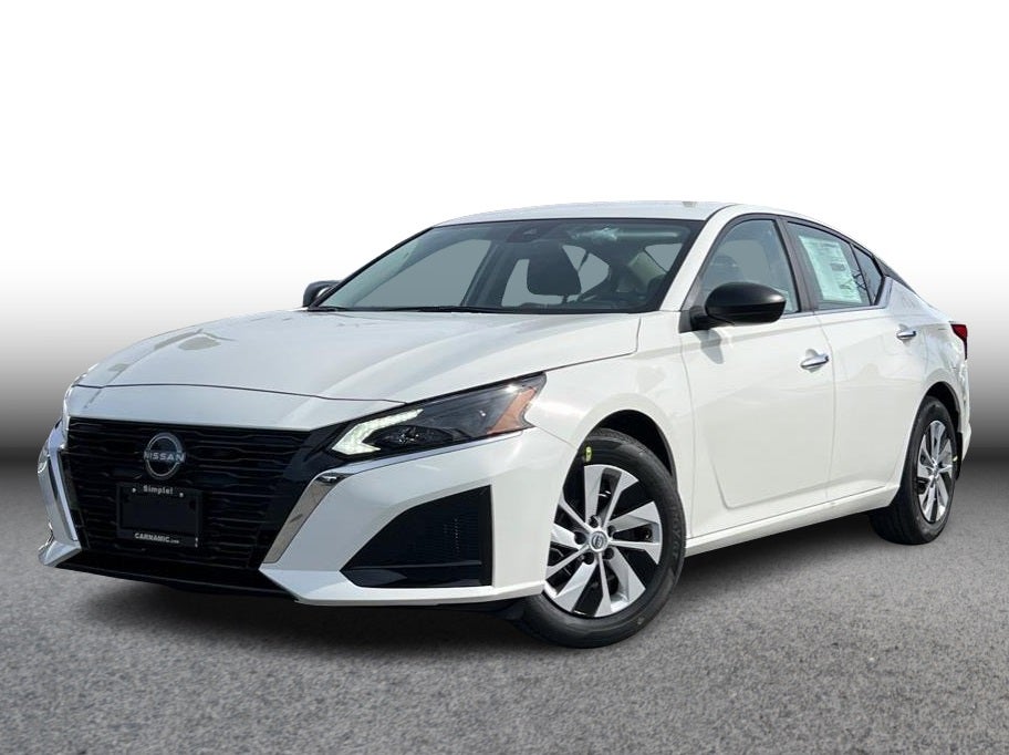 2025 Nissan Altima 2.5 S Sedan 4D in Glacier White — front three-quarter view